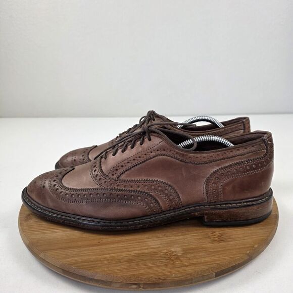 Allen Edmonds Neumok Brown Leather Cap Toe Shoes Sz 9.5D Wingtip Dress‎ Shoe USA